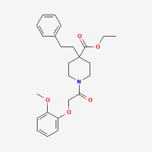 molecular formula C25H31NO5 B4893837 ethyl 1-[(2-methoxyphenoxy)acetyl]-4-(2-phenylethyl)-4-piperidinecarboxylate 