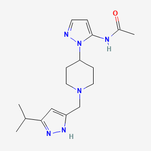 molecular formula C17H26N6O B4893847 N-(1-{1-[(5-isopropyl-1H-pyrazol-3-yl)methyl]-4-piperidinyl}-1H-pyrazol-5-yl)acetamide 