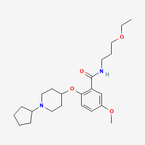 molecular formula C23H36N2O4 B4893873 2-[(1-cyclopentyl-4-piperidinyl)oxy]-N-(3-ethoxypropyl)-5-methoxybenzamide 