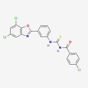 molecular formula C21H12Cl3N3O2S B4893886 4-chloro-N-({[3-(5,7-dichloro-1,3-benzoxazol-2-yl)phenyl]amino}carbonothioyl)benzamide 
