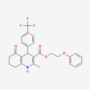 molecular formula C26H24F3NO4 B4893916 2-phenoxyethyl 2-methyl-5-oxo-4-[4-(trifluoromethyl)phenyl]-1,4,5,6,7,8-hexahydro-3-quinolinecarboxylate 