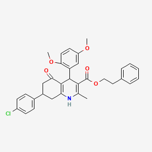 molecular formula C33H32ClNO5 B4893917 2-phenylethyl 7-(4-chlorophenyl)-4-(2,5-dimethoxyphenyl)-2-methyl-5-oxo-1,4,5,6,7,8-hexahydro-3-quinolinecarboxylate 
