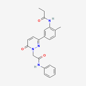 molecular formula C22H22N4O3 B4894051 N-{5-[1-(2-anilino-2-oxoethyl)-6-oxo-1,6-dihydro-3-pyridazinyl]-2-methylphenyl}propanamide 