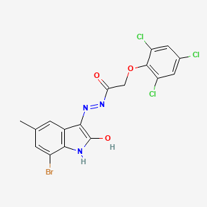 molecular formula C17H11BrCl3N3O3 B4894125 N'-(7-bromo-5-methyl-2-oxo-1,2-dihydro-3H-indol-3-ylidene)-2-(2,4,6-trichlorophenoxy)acetohydrazide 
