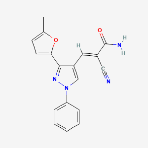 molecular formula C18H14N4O2 B4894158 2-cyano-3-[3-(5-methyl-2-furyl)-1-phenyl-1H-pyrazol-4-yl]acrylamide 