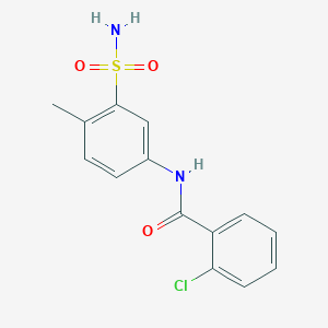 molecular formula C14H13ClN2O3S B4894181 N-[3-(aminosulfonyl)-4-methylphenyl]-2-chlorobenzamide 