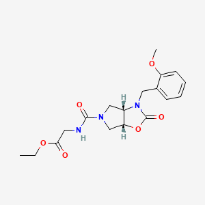 ethyl ({[(3aS*,6aR*)-3-(2-methoxybenzyl)-2-oxohexahydro-5H-pyrrolo[3,4-d][1,3]oxazol-5-yl]carbonyl}amino)acetate