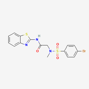 molecular formula C16H14BrN3O3S2 B4894224 N~1~-1,3-benzothiazol-2-yl-N~2~-[(4-bromophenyl)sulfonyl]-N~2~-methylglycinamide 