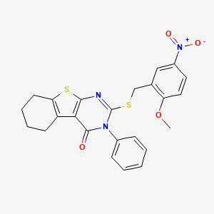 molecular formula C24H21N3O4S2 B4894247 2-[(2-methoxy-5-nitrobenzyl)thio]-3-phenyl-5,6,7,8-tetrahydro[1]benzothieno[2,3-d]pyrimidin-4(3H)-one 