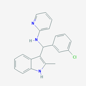 molecular formula C21H18ClN3 B489425 N-[(3-chlorophenyl)(2-methyl-1H-indol-3-yl)methyl]pyridin-2-amine CAS No. 618405-78-0