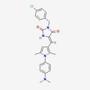 molecular formula C25H25ClN4O2 B4894260 3-(4-chlorobenzyl)-5-({1-[4-(dimethylamino)phenyl]-2,5-dimethyl-1H-pyrrol-3-yl}methylene)-2,4-imidazolidinedione 
