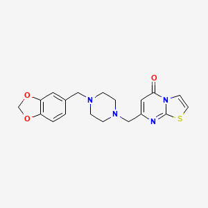 molecular formula C19H20N4O3S B4894296 7-{[4-(1,3-benzodioxol-5-ylmethyl)-1-piperazinyl]methyl}-5H-[1,3]thiazolo[3,2-a]pyrimidin-5-one 