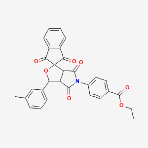 molecular formula C30H23NO7 B4894304 ethyl 4-[3-(3-methylphenyl)-1',3',4,6-tetraoxo-1',3',3a,4,6,6a-hexahydrospiro[furo[3,4-c]pyrrole-1,2'-inden]-5(3H)-yl]benzoate 