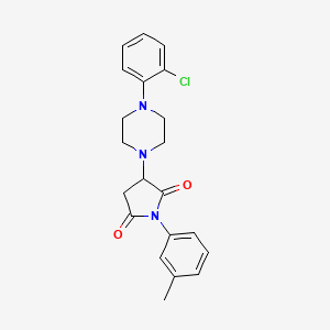 molecular formula C21H22ClN3O2 B4894349 3-[4-(2-chlorophenyl)-1-piperazinyl]-1-(3-methylphenyl)-2,5-pyrrolidinedione 