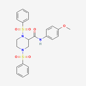 molecular formula C24H25N3O6S2 B4894402 N-(4-methoxyphenyl)-1,4-bis(phenylsulfonyl)-2-piperazinecarboxamide 