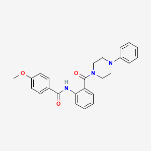 molecular formula C25H25N3O3 B4894421 4-methoxy-N-{2-[(4-phenyl-1-piperazinyl)carbonyl]phenyl}benzamide 