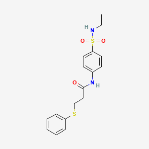 molecular formula C17H20N2O3S2 B4894444 N-{4-[(ethylamino)sulfonyl]phenyl}-3-(phenylthio)propanamide 