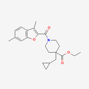 molecular formula C23H29NO4 B4894447 ethyl 4-(cyclopropylmethyl)-1-[(3,6-dimethyl-1-benzofuran-2-yl)carbonyl]-4-piperidinecarboxylate 