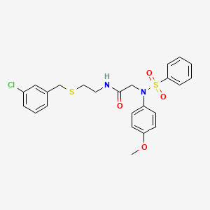 molecular formula C24H25ClN2O4S2 B4894489 N~1~-{2-[(3-chlorobenzyl)thio]ethyl}-N~2~-(4-methoxyphenyl)-N~2~-(phenylsulfonyl)glycinamide 