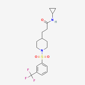molecular formula C18H23F3N2O3S B4894491 N-cyclopropyl-3-(1-{[3-(trifluoromethyl)phenyl]sulfonyl}-4-piperidinyl)propanamide 