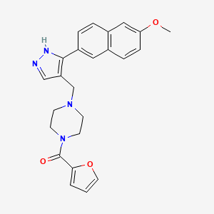 molecular formula C24H24N4O3 B4894516 1-(2-furoyl)-4-{[3-(6-methoxy-2-naphthyl)-1H-pyrazol-4-yl]methyl}piperazine 