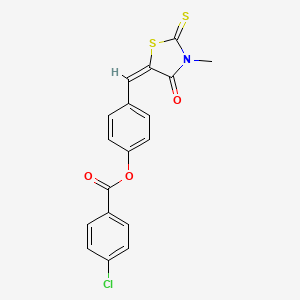 molecular formula C18H12ClNO3S2 B4894523 4-[(3-methyl-4-oxo-2-thioxo-1,3-thiazolidin-5-ylidene)methyl]phenyl 4-chlorobenzoate 