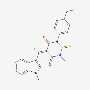 molecular formula C23H21N3O2S B4894532 1-(4-ethylphenyl)-3-methyl-5-[(1-methyl-1H-indol-3-yl)methylene]-2-thioxodihydro-4,6(1H,5H)-pyrimidinedione 