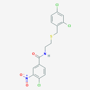 molecular formula C16H13Cl3N2O3S B4894551 4-chloro-N-{2-[(2,4-dichlorobenzyl)thio]ethyl}-3-nitrobenzamide 