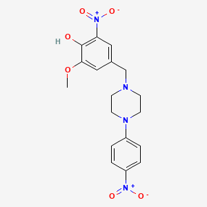 molecular formula C18H20N4O6 B4894564 2-methoxy-6-nitro-4-{[4-(4-nitrophenyl)-1-piperazinyl]methyl}phenol 