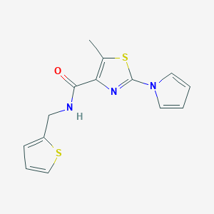 molecular formula C14H13N3OS2 B4894600 5-methyl-2-(1H-pyrrol-1-yl)-N-(2-thienylmethyl)-1,3-thiazole-4-carboxamide 