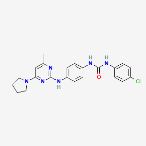 molecular formula C22H23ClN6O B4894700 N-(4-chlorophenyl)-N'-(4-{[4-methyl-6-(1-pyrrolidinyl)-2-pyrimidinyl]amino}phenyl)urea 