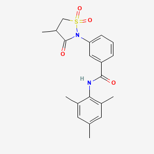 molecular formula C20H22N2O4S B4894704 N-mesityl-3-(4-methyl-1,1-dioxido-3-oxo-2-isothiazolidinyl)benzamide 