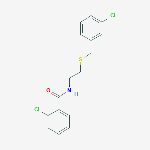 molecular formula C16H15Cl2NOS B4894741 2-chloro-N-{2-[(3-chlorobenzyl)thio]ethyl}benzamide 