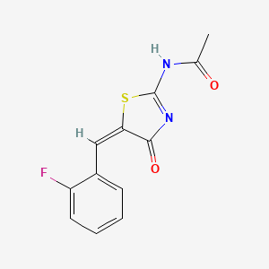 molecular formula C12H9FN2O2S B4894783 N-[5-(2-fluorobenzylidene)-4-oxo-1,3-thiazolidin-2-ylidene]acetamide 