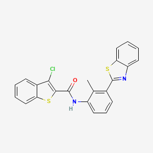molecular formula C23H15ClN2OS2 B4894839 N-[3-(1,3-benzothiazol-2-yl)-2-methylphenyl]-3-chloro-1-benzothiophene-2-carboxamide 