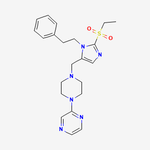 molecular formula C22H28N6O2S B4894858 2-(4-{[2-(ethylsulfonyl)-1-(2-phenylethyl)-1H-imidazol-5-yl]methyl}-1-piperazinyl)pyrazine 