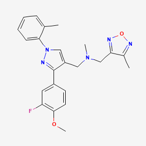 molecular formula C23H24FN5O2 B4894921 1-[3-(3-fluoro-4-methoxyphenyl)-1-(2-methylphenyl)-1H-pyrazol-4-yl]-N-methyl-N-[(4-methyl-1,2,5-oxadiazol-3-yl)methyl]methanamine 