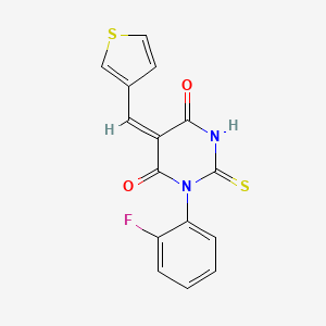 molecular formula C15H9FN2O2S2 B4894945 1-(2-fluorophenyl)-5-(3-thienylmethylene)-2-thioxodihydro-4,6(1H,5H)-pyrimidinedione 