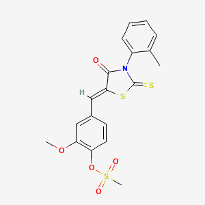 molecular formula C19H17NO5S3 B4894959 2-methoxy-4-{[3-(2-methylphenyl)-4-oxo-2-thioxo-1,3-thiazolidin-5-ylidene]methyl}phenyl methanesulfonate 