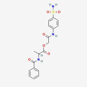 molecular formula C18H19N3O6S B4895017 2-{[4-(aminosulfonyl)phenyl]amino}-2-oxoethyl N-benzoylalaninate 
