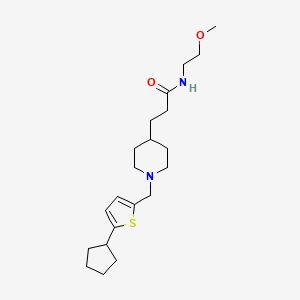 molecular formula C21H34N2O2S B4895102 3-{1-[(5-cyclopentyl-2-thienyl)methyl]-4-piperidinyl}-N-(2-methoxyethyl)propanamide 