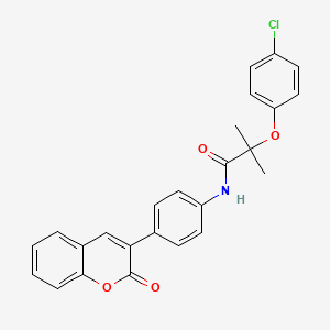 molecular formula C25H20ClNO4 B4895108 2-(4-chlorophenoxy)-2-methyl-N-[4-(2-oxo-2H-chromen-3-yl)phenyl]propanamide 