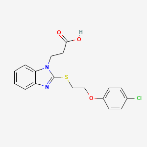 molecular formula C18H17ClN2O3S B4895117 3-(2-{[2-(4-chlorophenoxy)ethyl]thio}-1H-benzimidazol-1-yl)propanoic acid 