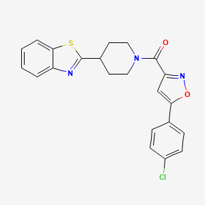 molecular formula C22H18ClN3O2S B4895156 2-(1-{[5-(4-chlorophenyl)-3-isoxazolyl]carbonyl}-4-piperidinyl)-1,3-benzothiazole 