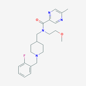 molecular formula C22H29FN4O2 B4895235 N-{[1-(2-fluorobenzyl)-4-piperidinyl]methyl}-N-(2-methoxyethyl)-5-methyl-2-pyrazinecarboxamide 