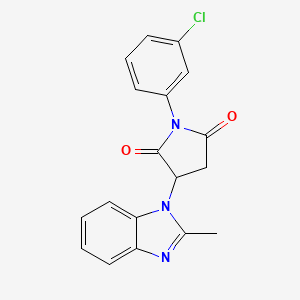 molecular formula C18H14ClN3O2 B4895256 1-(3-chlorophenyl)-3-(2-methyl-1H-benzimidazol-1-yl)-2,5-pyrrolidinedione 