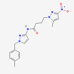 molecular formula C19H22N6O3 B4895275 N-[1-(4-methylbenzyl)-1H-pyrazol-3-yl]-4-(5-methyl-3-nitro-1H-pyrazol-1-yl)butanamide 