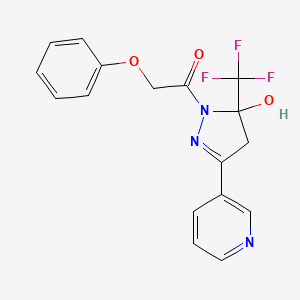 molecular formula C17H14F3N3O3 B4895311 1-(phenoxyacetyl)-3-(3-pyridinyl)-5-(trifluoromethyl)-4,5-dihydro-1H-pyrazol-5-ol 
