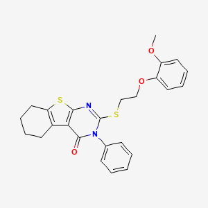 molecular formula C25H24N2O3S2 B4895336 2-{[2-(2-methoxyphenoxy)ethyl]thio}-3-phenyl-5,6,7,8-tetrahydro[1]benzothieno[2,3-d]pyrimidin-4(3H)-one 