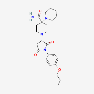molecular formula C24H34N4O4 B4895472 1'-[2,5-dioxo-1-(4-propoxyphenyl)-3-pyrrolidinyl]-1,4'-bipiperidine-4'-carboxamide 